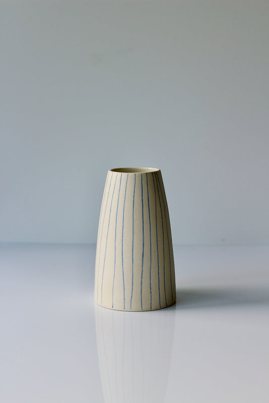 TAPERED VASE WITH BLUE STRIPES