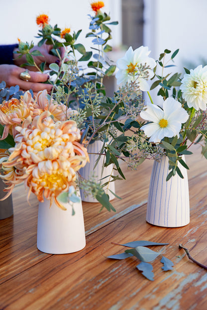 TAPERED VASE WITH BLUE STRIPES