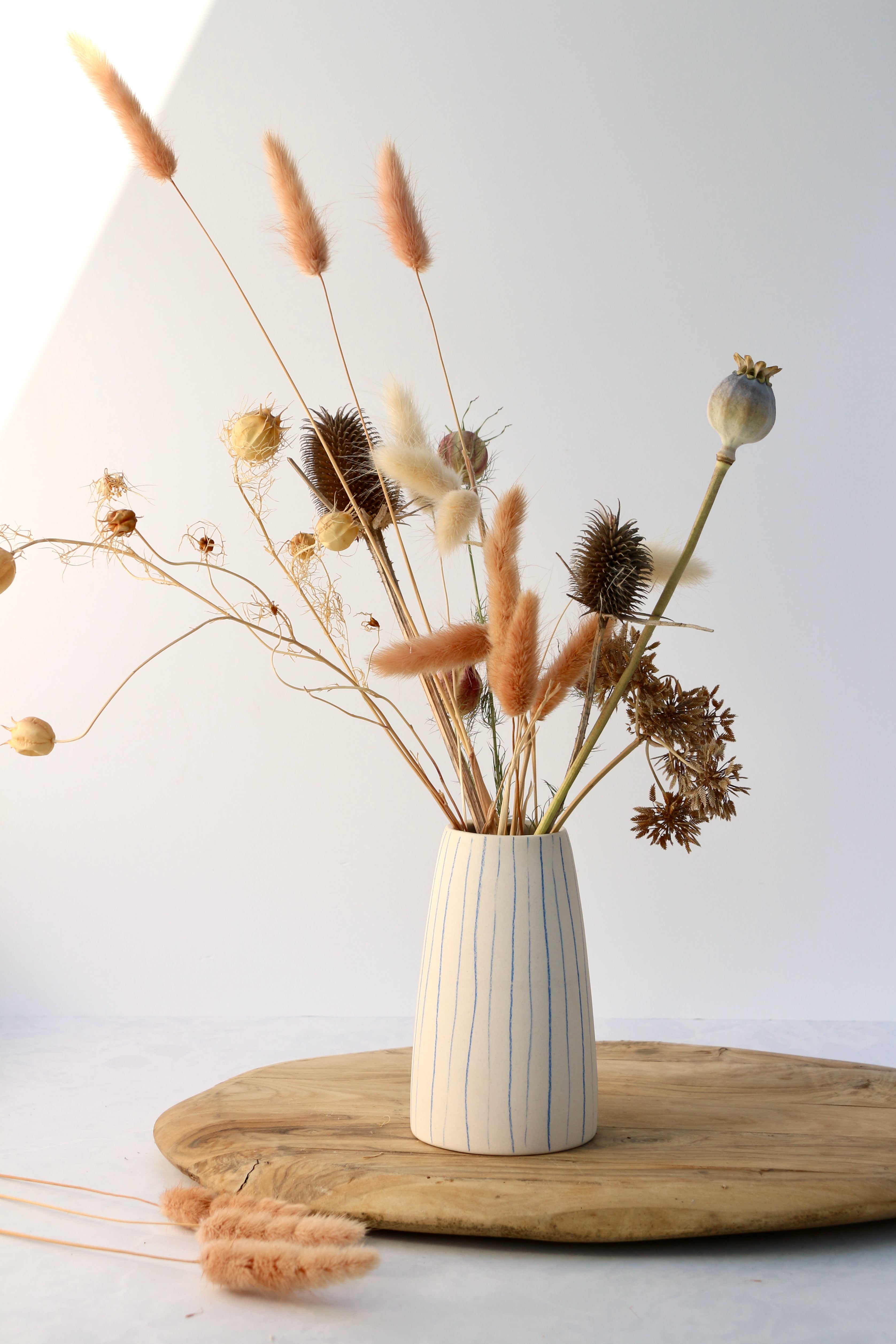 Blue Stripes Porcelain Vase | Handmade in Santa Cruz – JU Ceramics