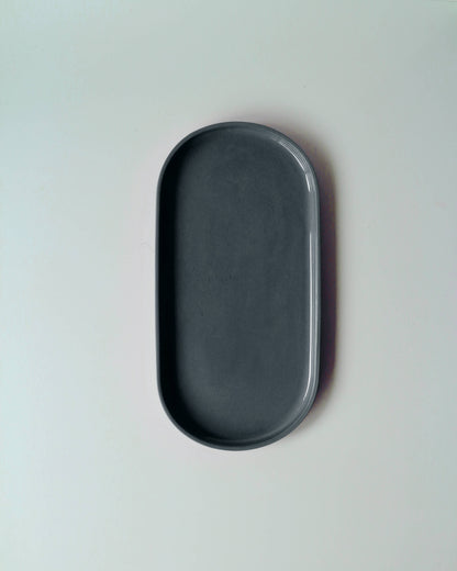 OVAL SERVING TRAY IN DENIM