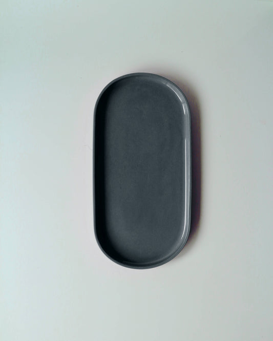 OVAL SERVING TRAY IN DENIM