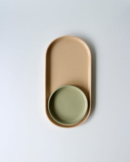 OVAL SERVING TRAY IN PEACH