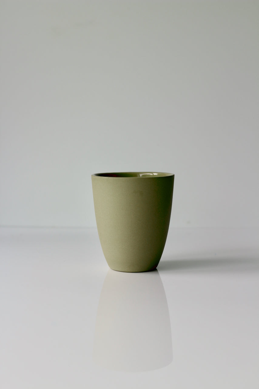 Sage Green Porcelain Latte Cup | Handmade in Santa Cruz – JU Ceramics