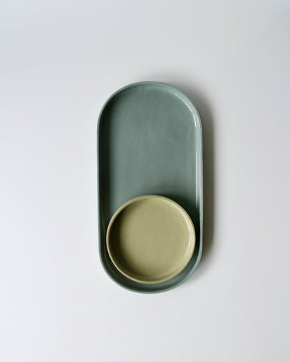 OVAL SERVING TRAY IN SLATE